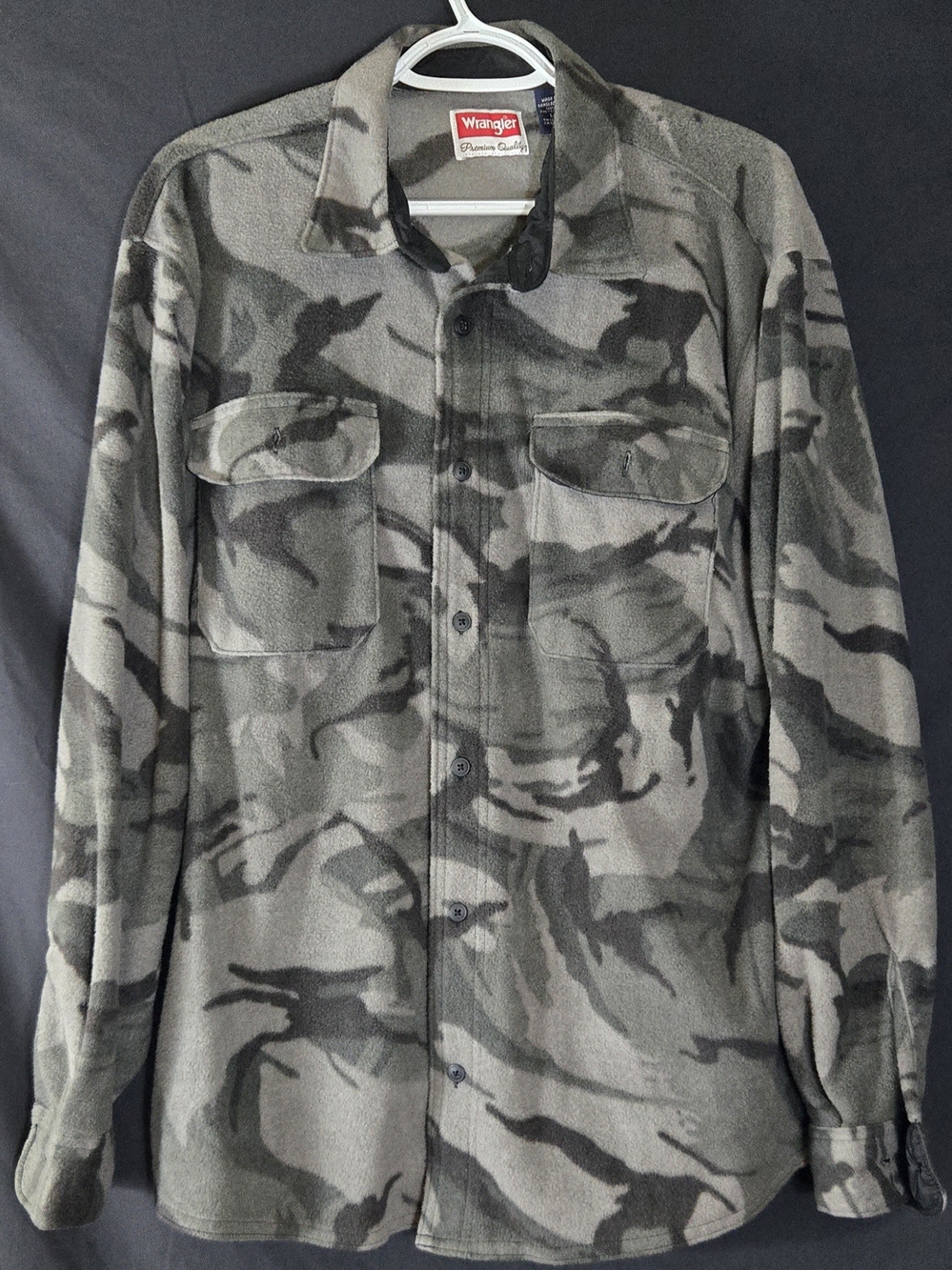 Wrangler Men’s Camouflage Fleece Shirt Jacket - Olive/Gray #656